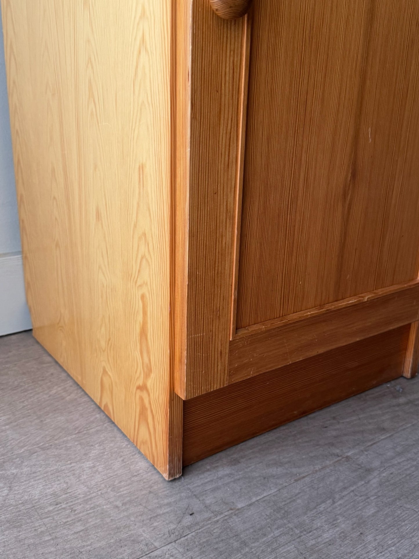 Narrow Scandinavian pine bookcase cabinet