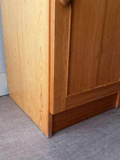 Narrow Scandinavian pine bookcase cabinet