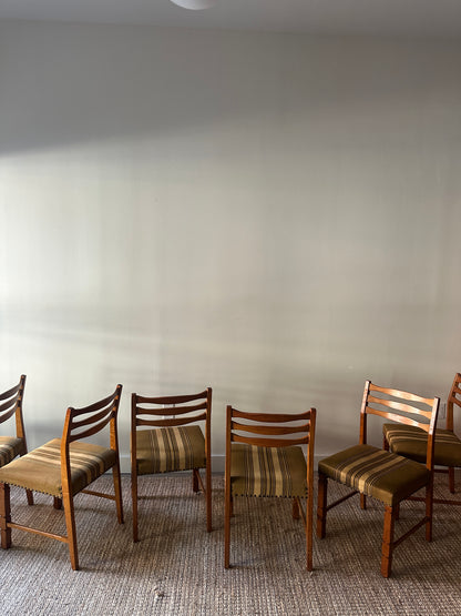 White oak and wool dining chairs. Sold in pairs.