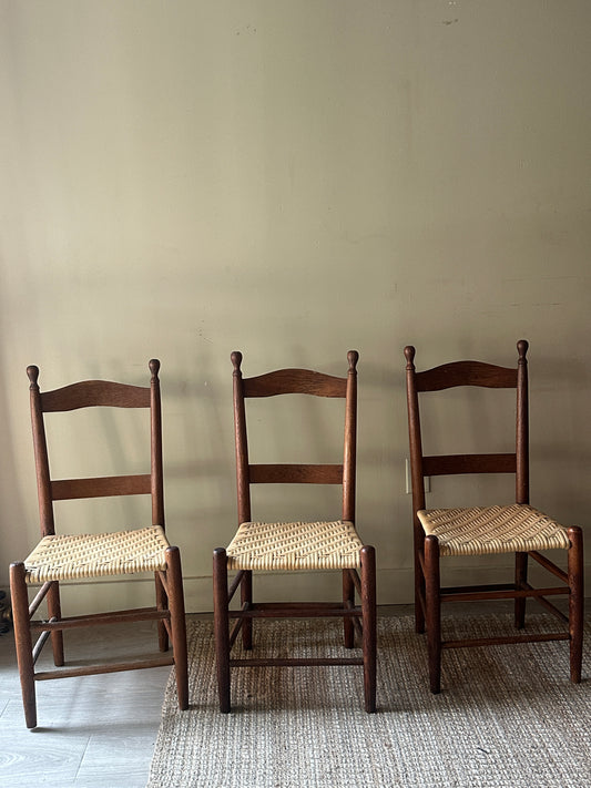 Woven seat chairs. Sold individually.