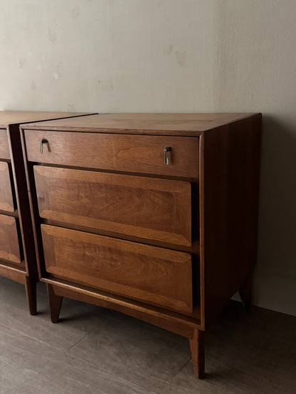 Walnut nightstands. Sold as a pair.