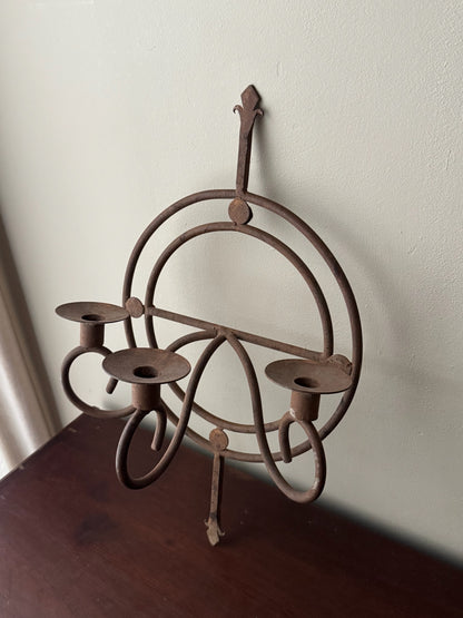 Wrought iron 3 candle sconce
