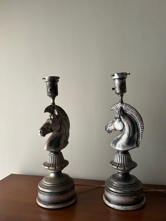 2 metal horse lamp bases. Sold individually.