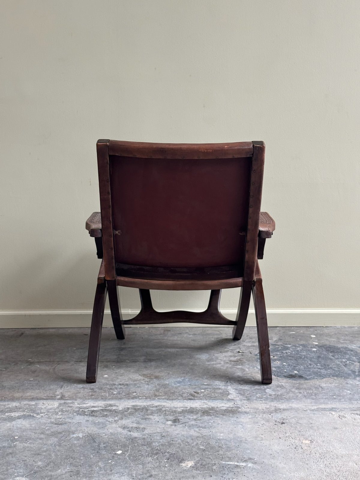 Angel Pazmino tooled leather folding lounge chair