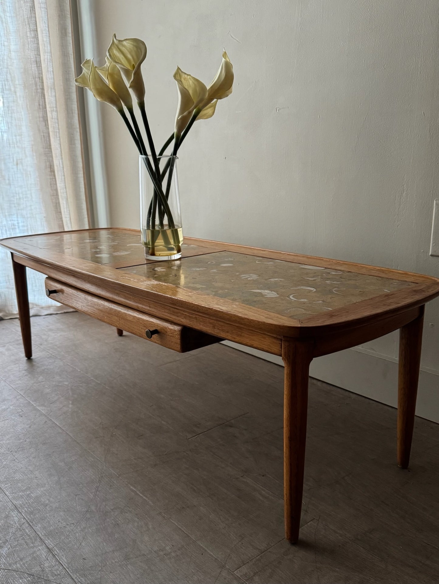 Tomlinson granite top oak coffee table