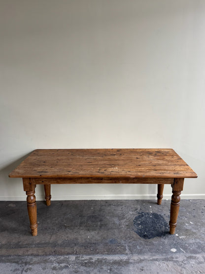 English waxed pine dining table