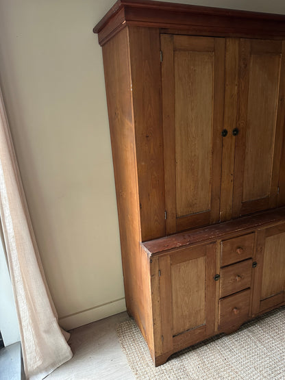 19th c. pine stepback cupboard