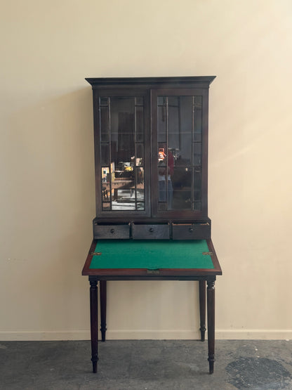 Federal mahogany writing desk with bookcase