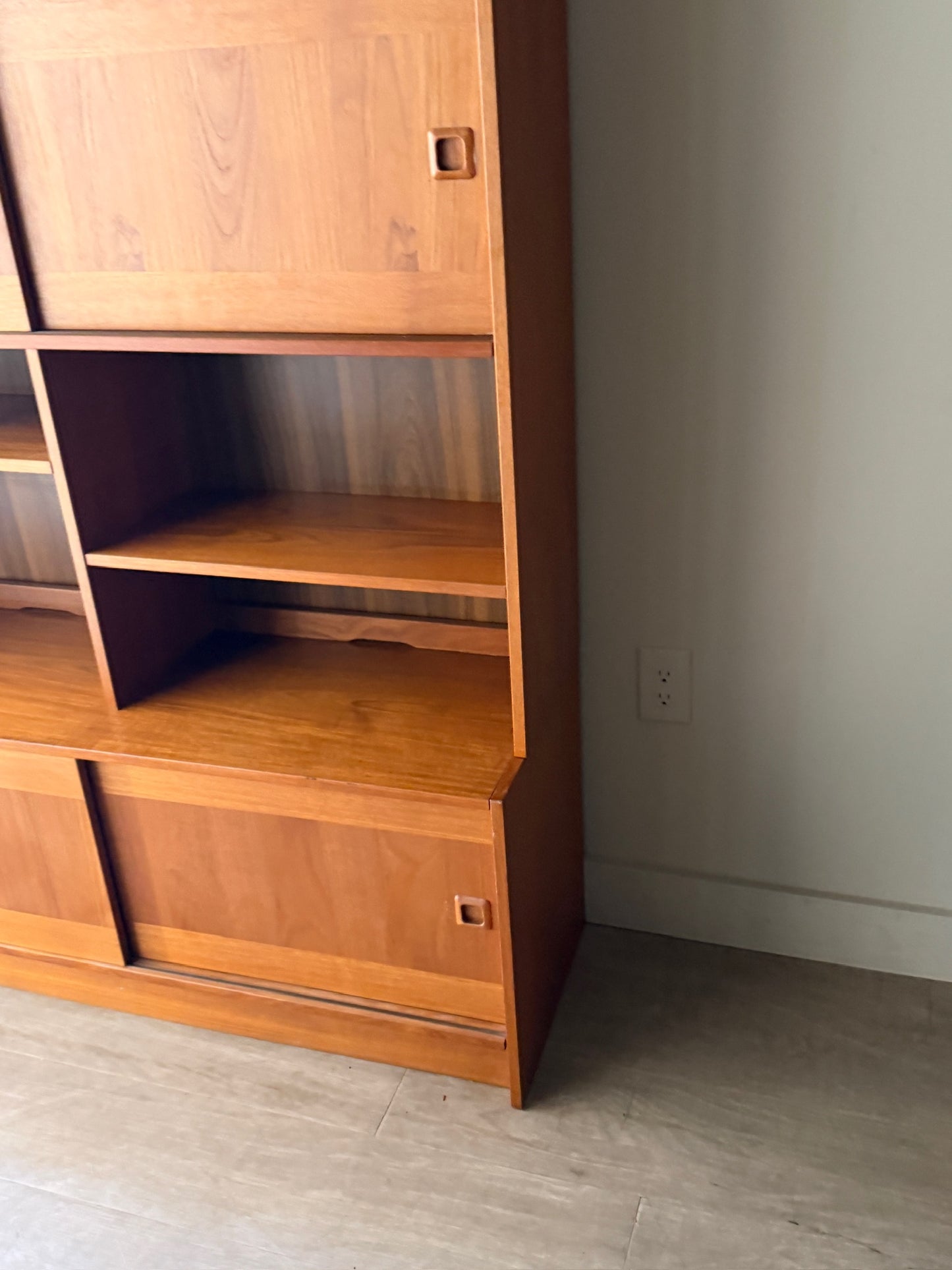 Danish teak hutch with sliding doors