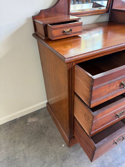 Victorian walnut dresser with mirror