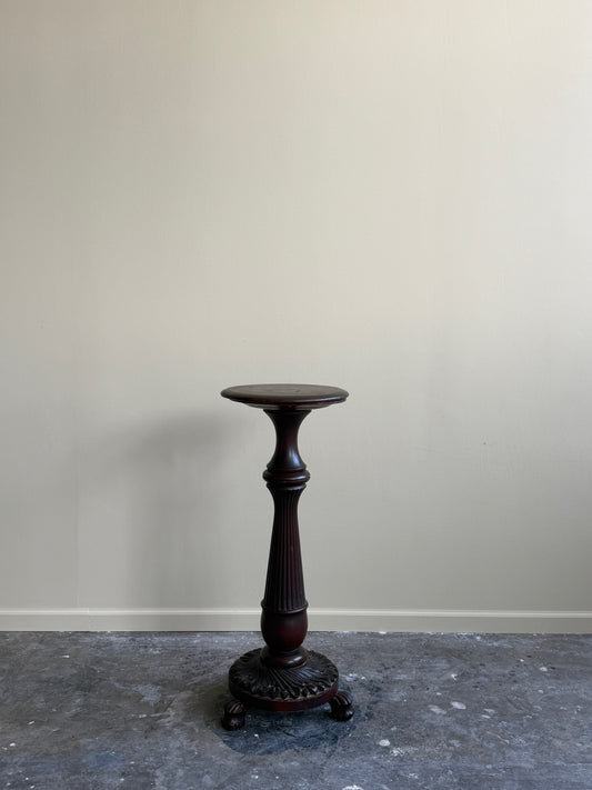 Carved mahogany plant stand
