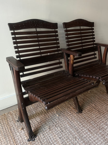 Victorian two seater folding bench