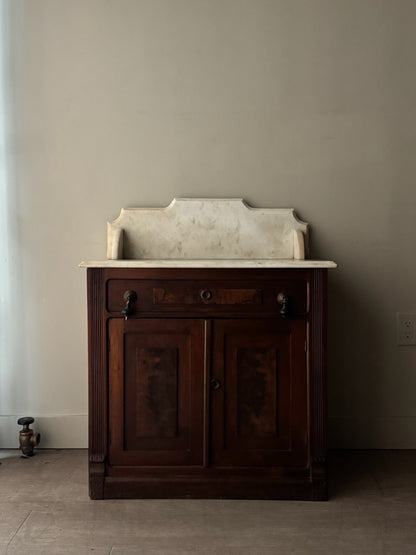 Victorian marble top walnut washstand