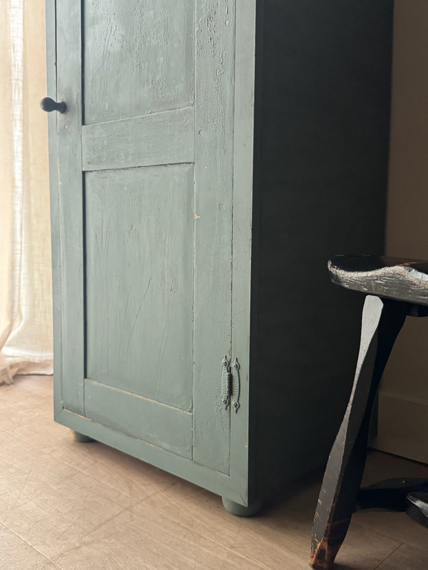 Blue painted pine cupboard