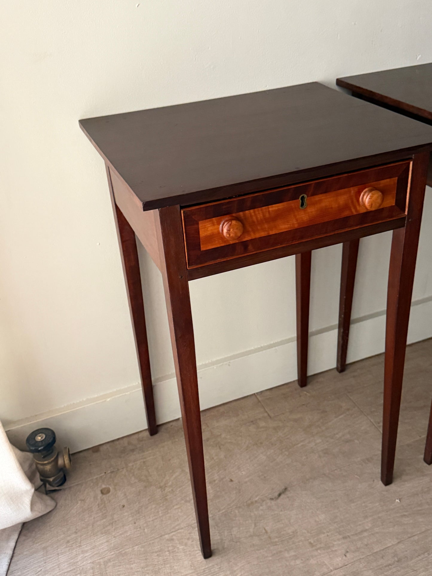 Mahogany and cherry side tables. Sold individually.