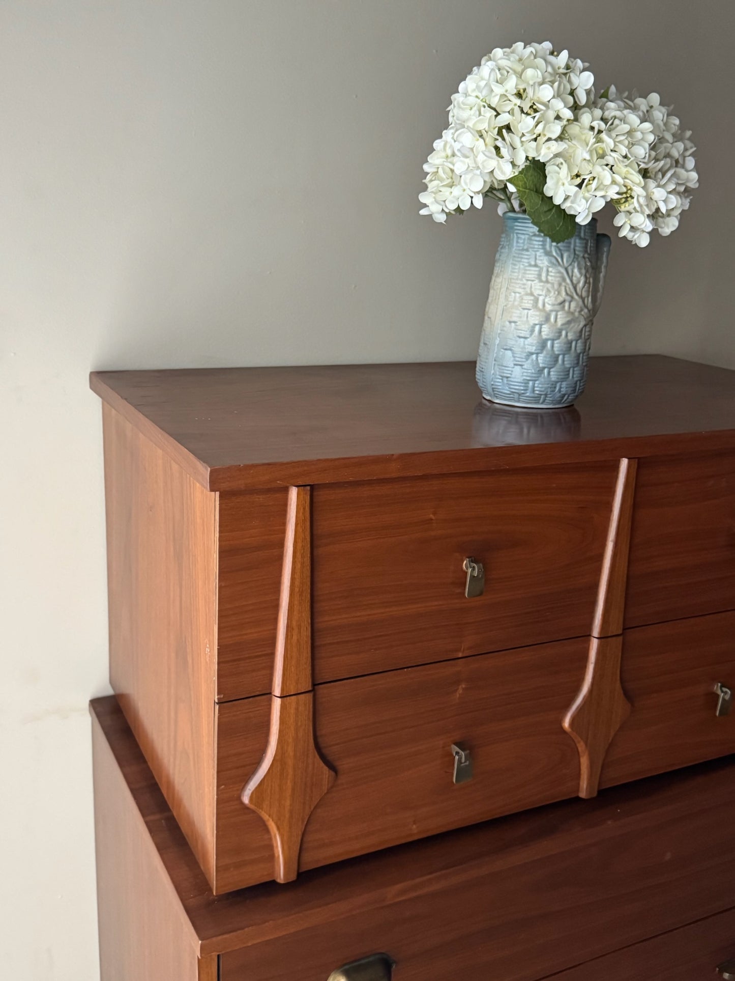 Walnut tallboy dresser