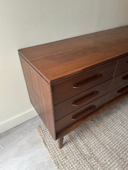 Walnut nine drawer dresser