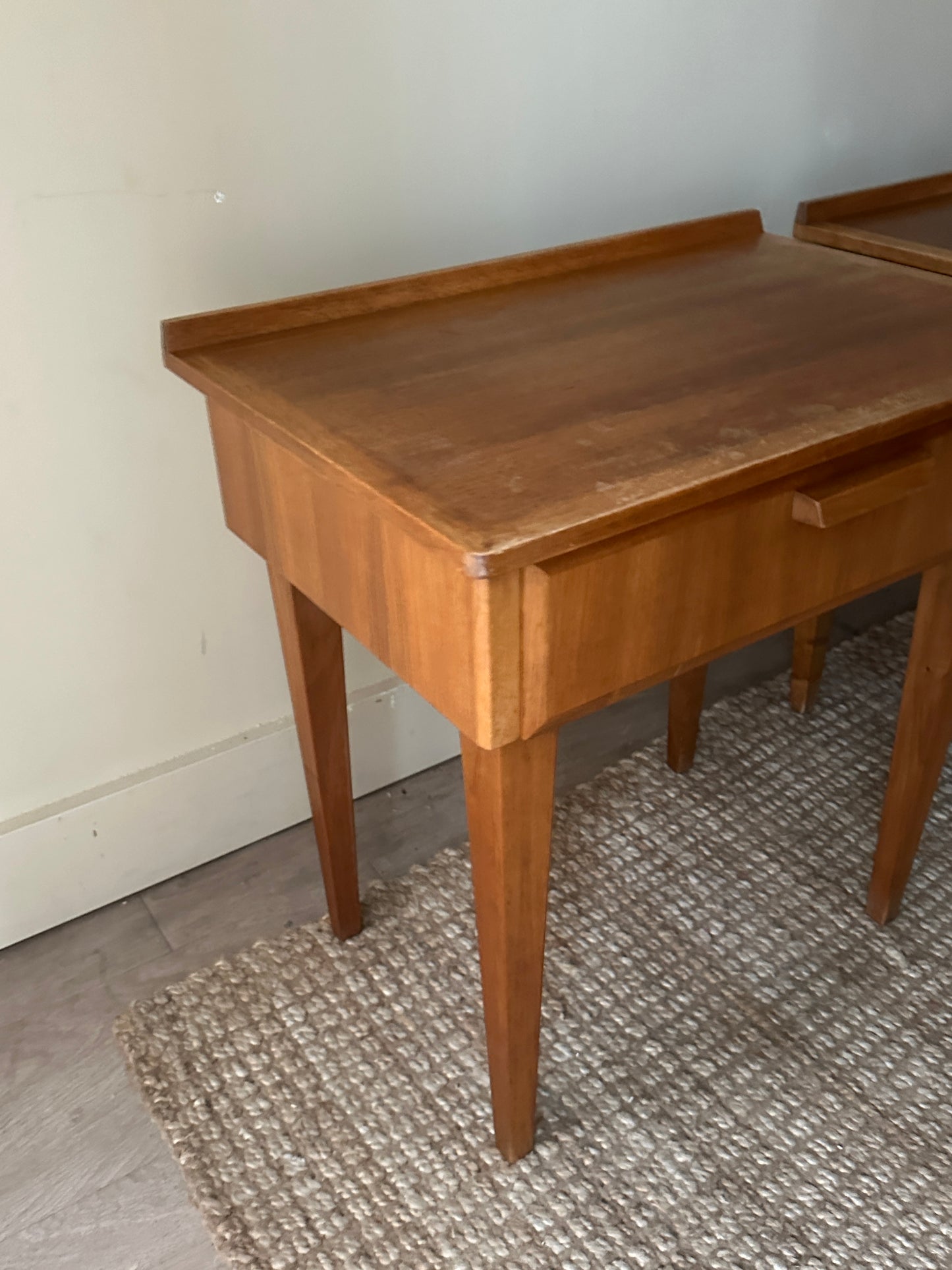 Danish walnut bedside table (left).