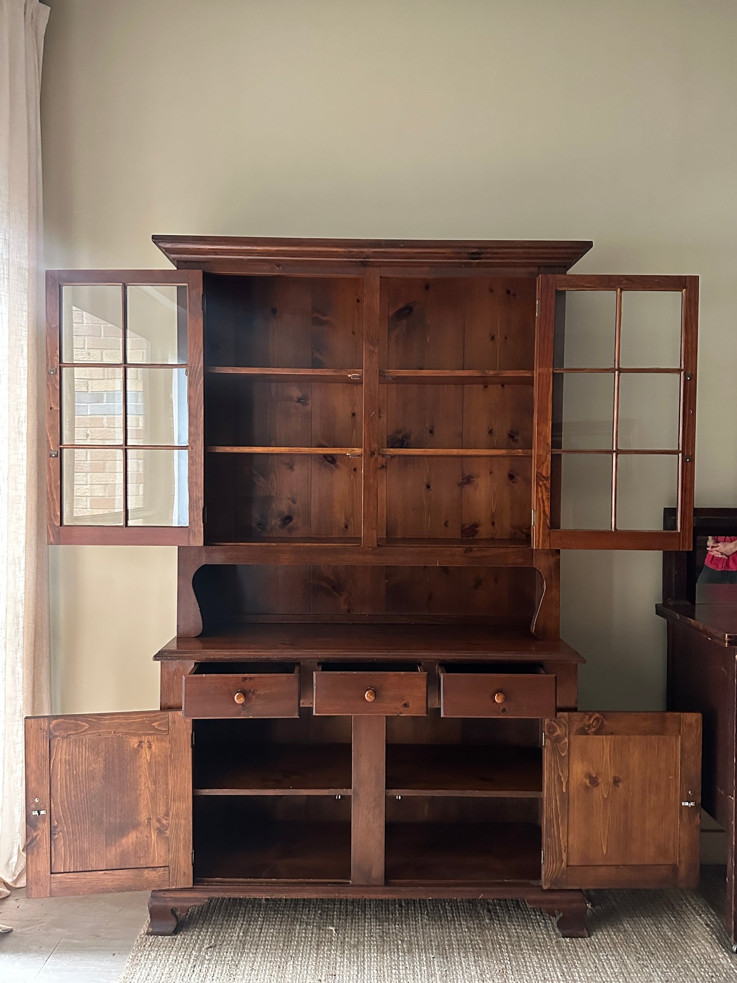 Two Piece Pine Hutch