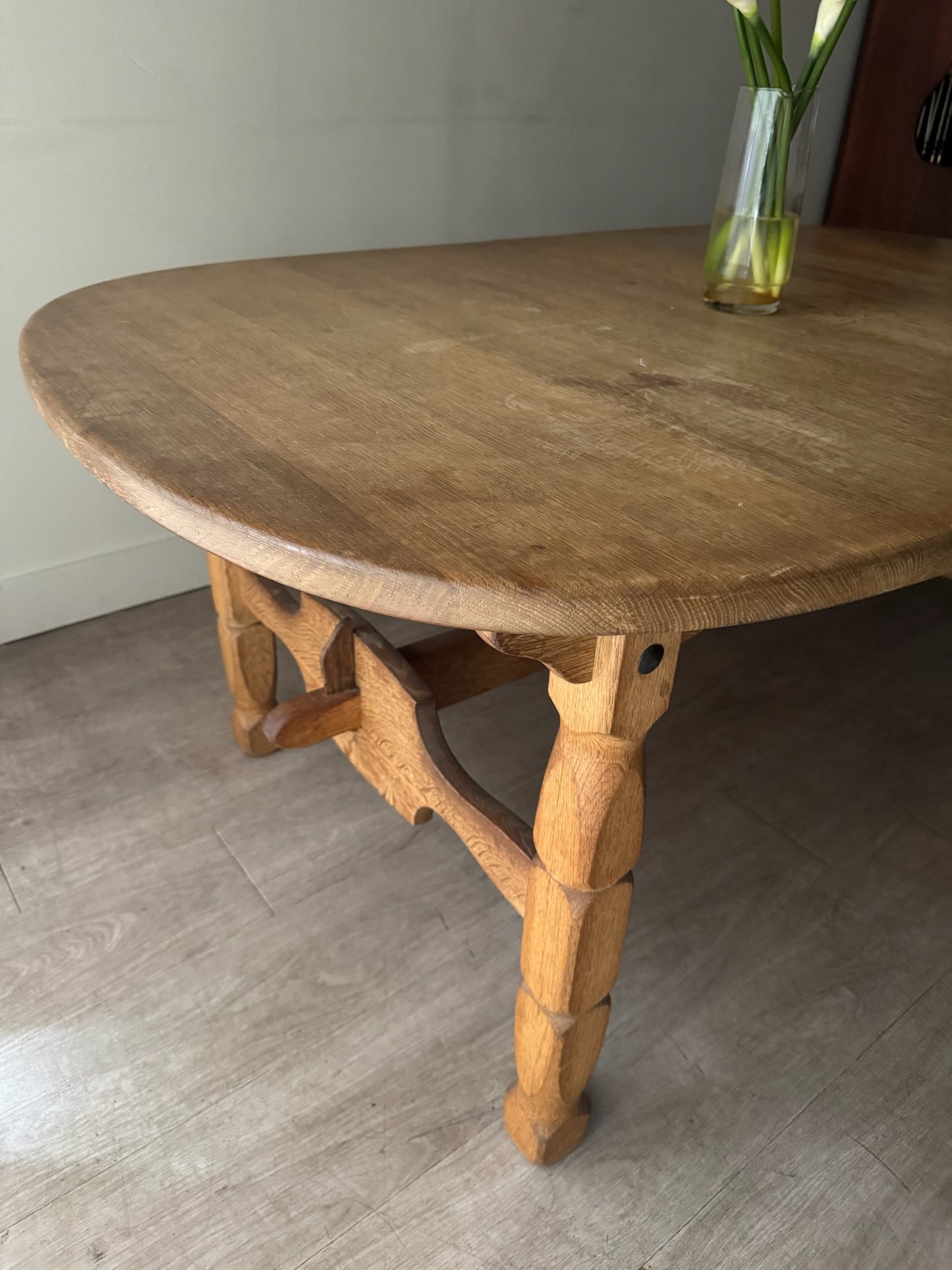 Danish oak dining table with extensions