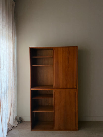 Two piece teak cabinet