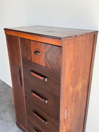 Deco walnut side-by-side dresser