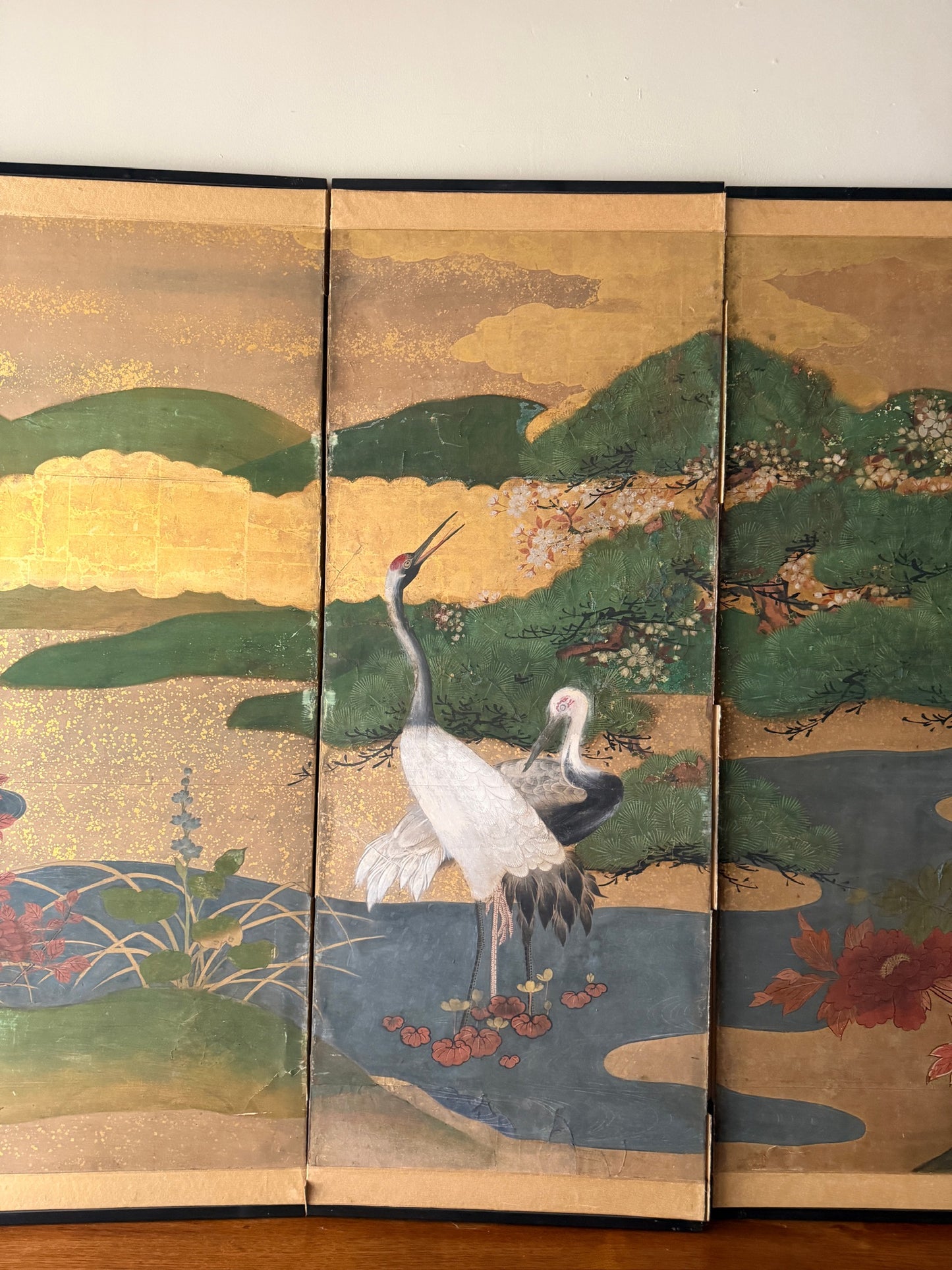 Large Japanese painted screen