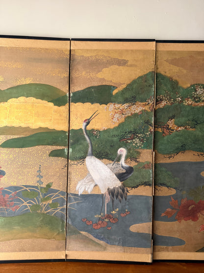 Large Japanese painted screen