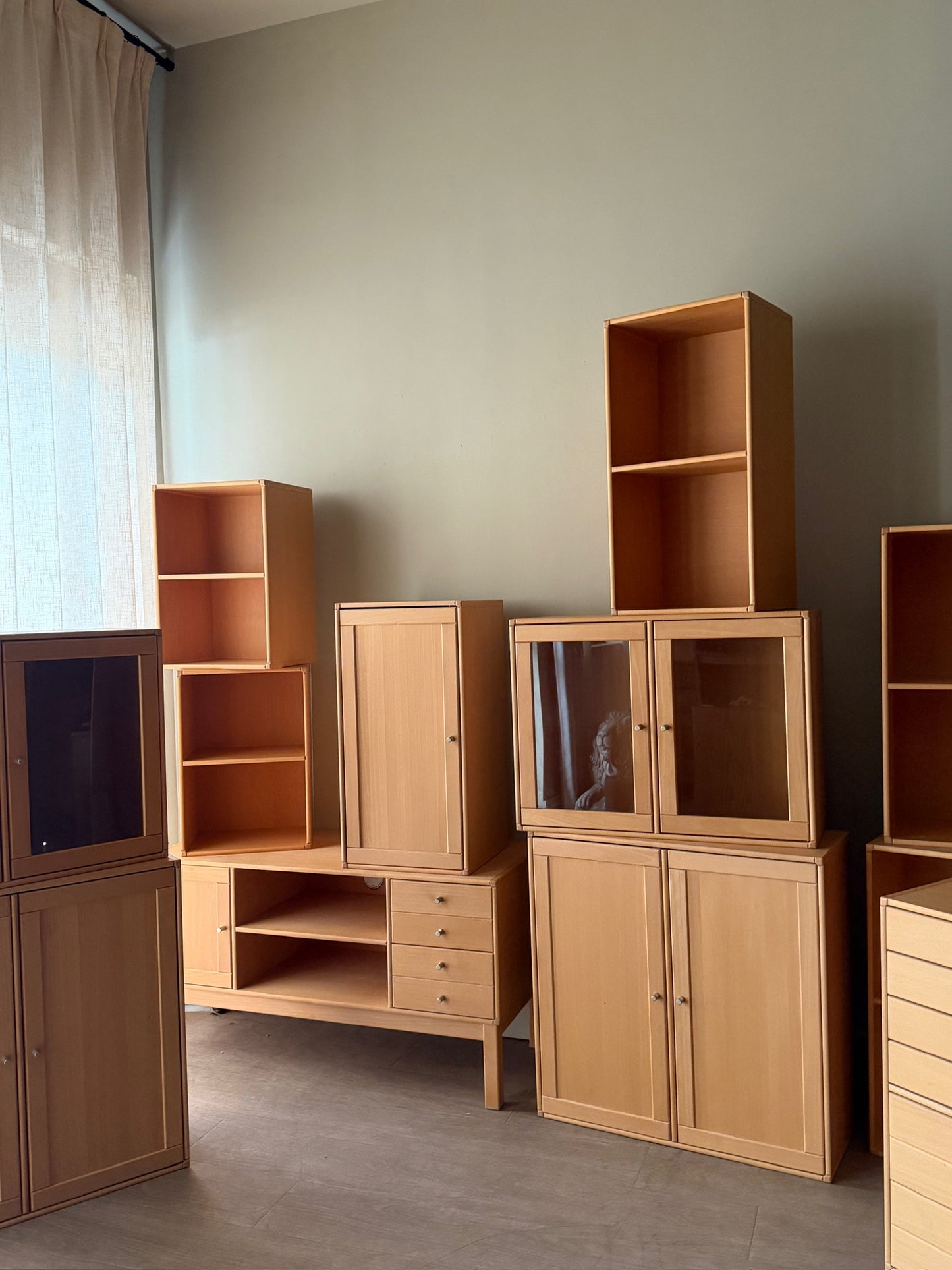 Caso “Rimme” Danish beech 12 piece modular wall unit