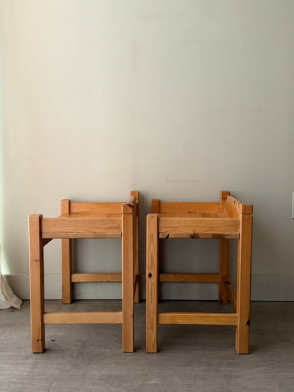 Swedish pine nightstands. Sold as a pair.