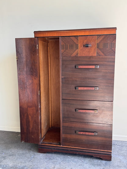 Deco walnut side-by-side dresser