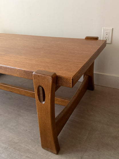 Carl Straub brutalist oak coffee table