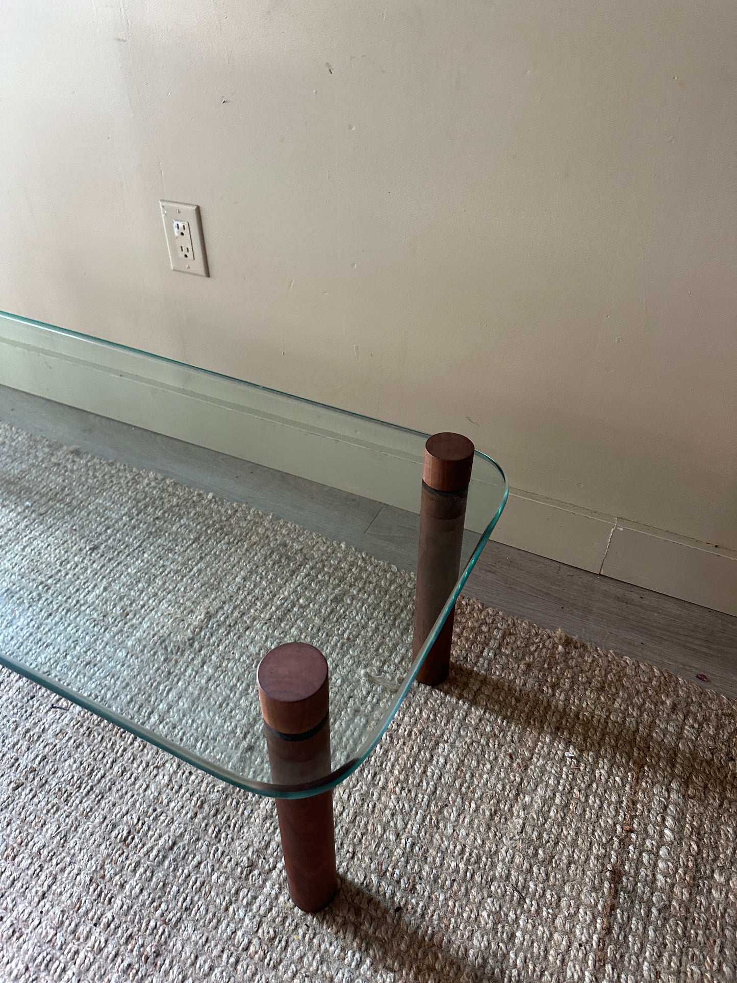 Walnut and glass dining table
