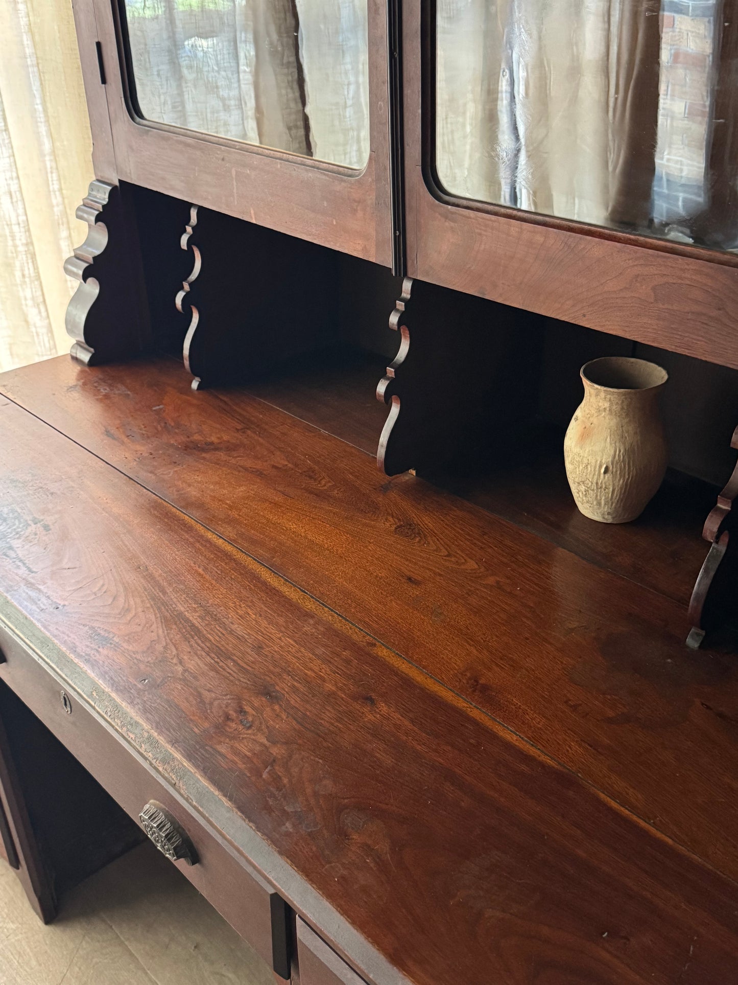 Victorian walnut two piece desk