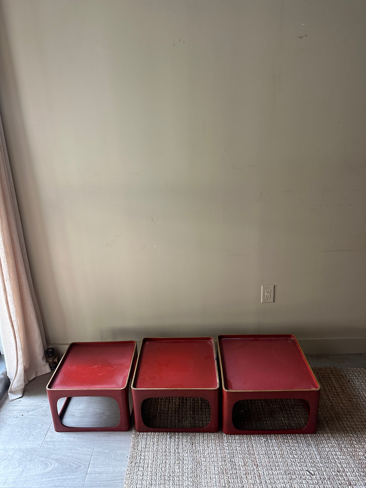 Red lacquer stacking tables