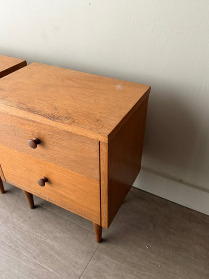 Pair of pencil leg bedside tables. Sold as pair.