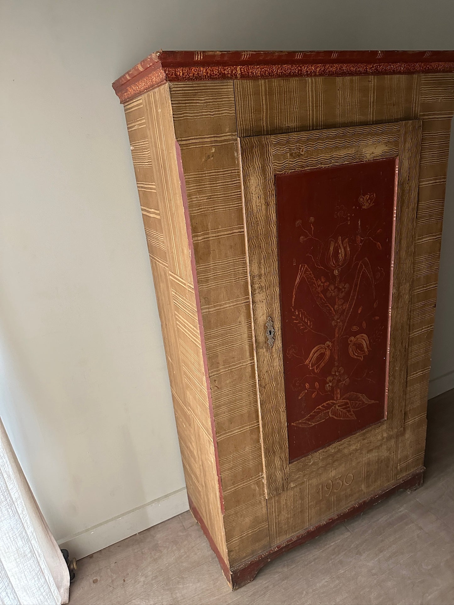 Scandinavian Grain-Painted Pine Armoire