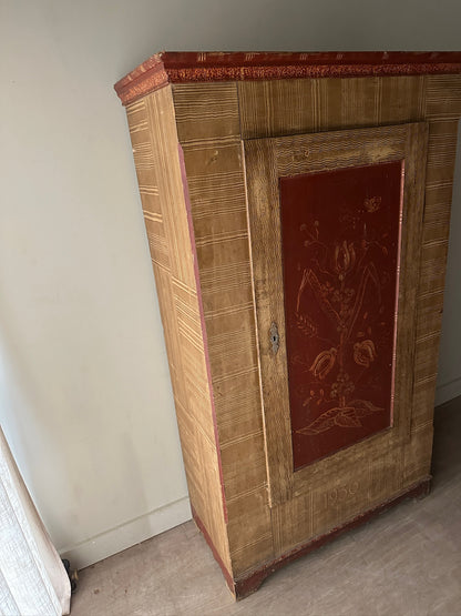 Scandinavian Grain-Painted Pine Armoire