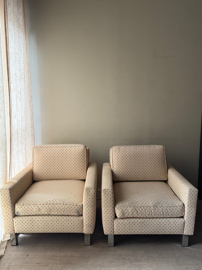 Upholstered chrome armchairs. Right.