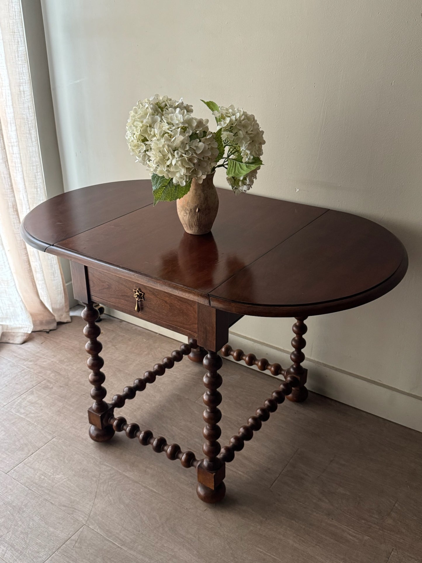 Bernhardt walnut drop leaf side table