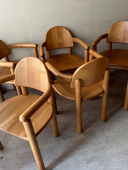Rainer Daumiller beech dining chairs with arms. Sold induvidually.