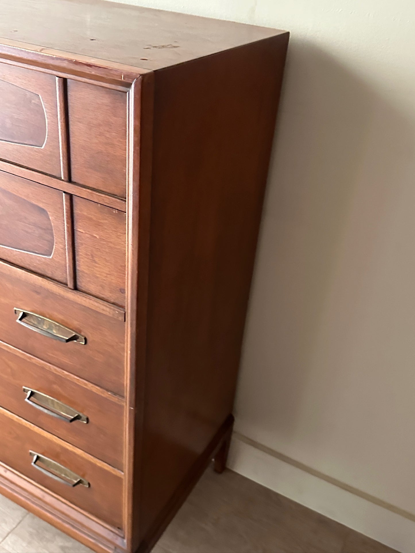 Walnut tallboy dresser