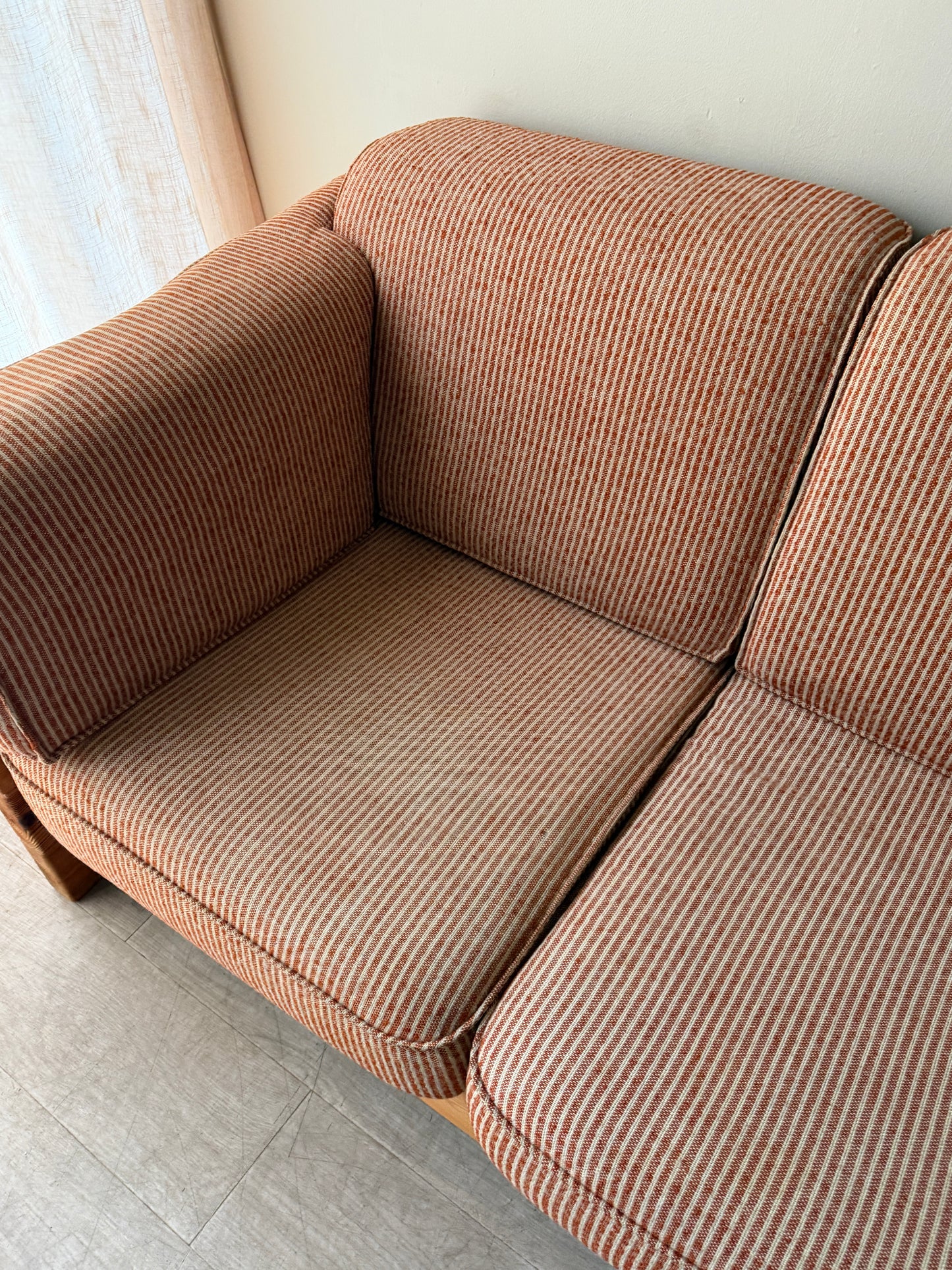 Hans Frydedal pine sofa in striped upholstery