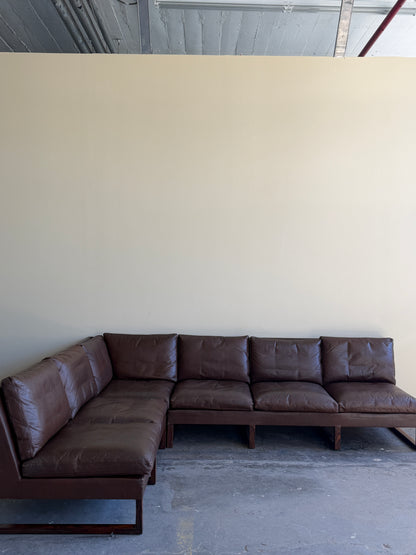 Danish Rosewood and Leather Sectional Sofa