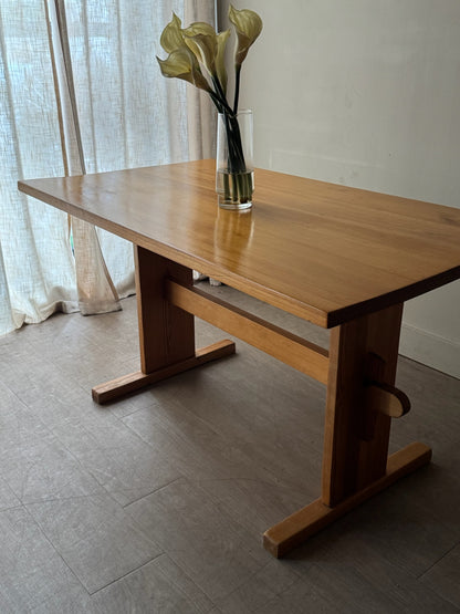 Danish pine trestle dining table