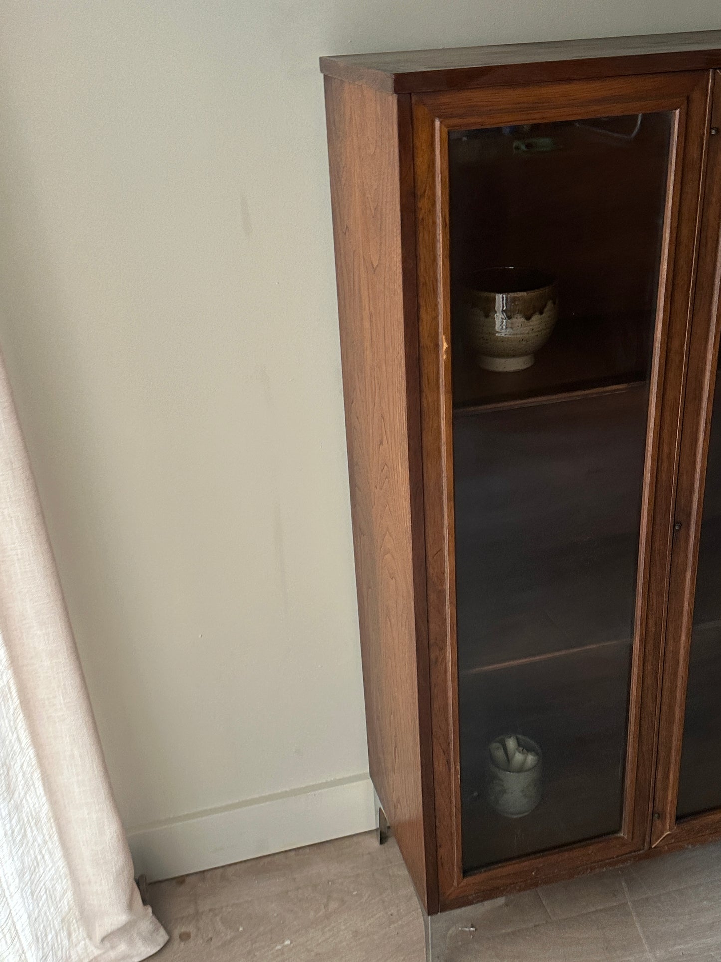 Walnut glass display case