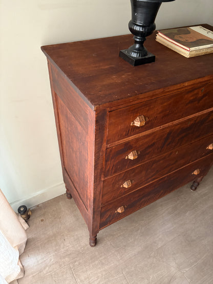 Pennsylvania Sheraton tiger maple tallboy dresser