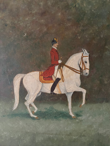 Equestrian portrait. Signed on back.