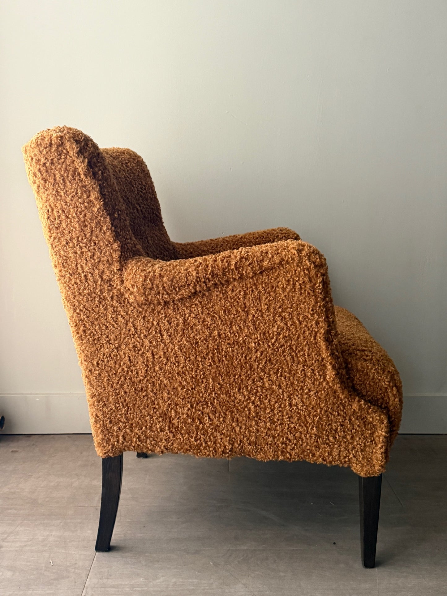 Danish toffee boucle lounge chair