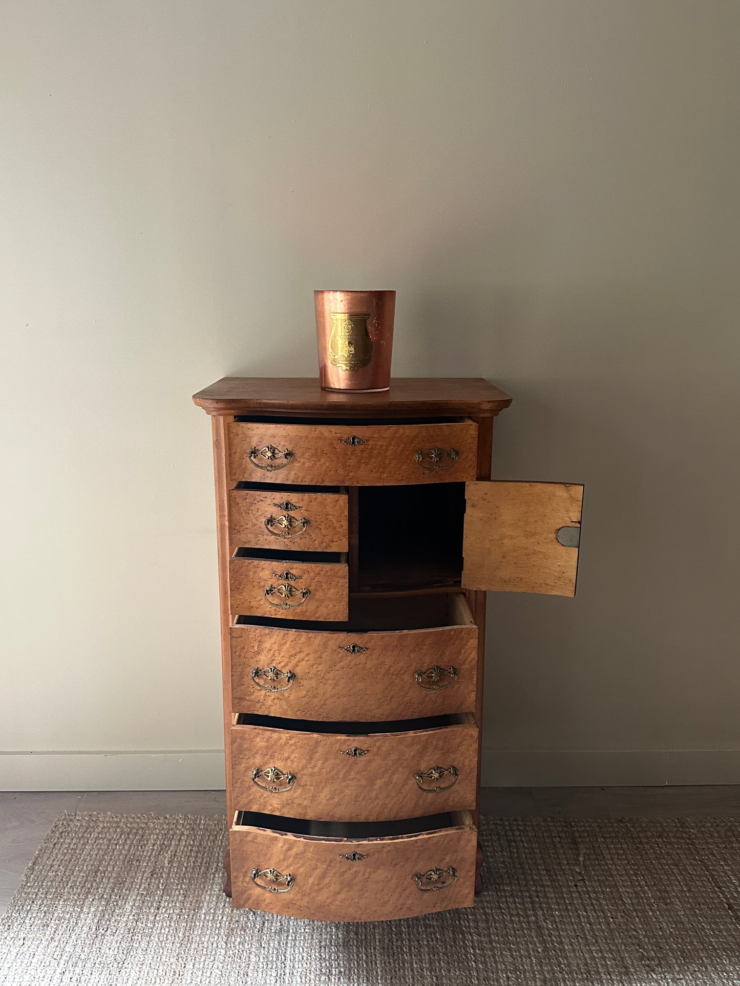 Birdseye maple tall boy